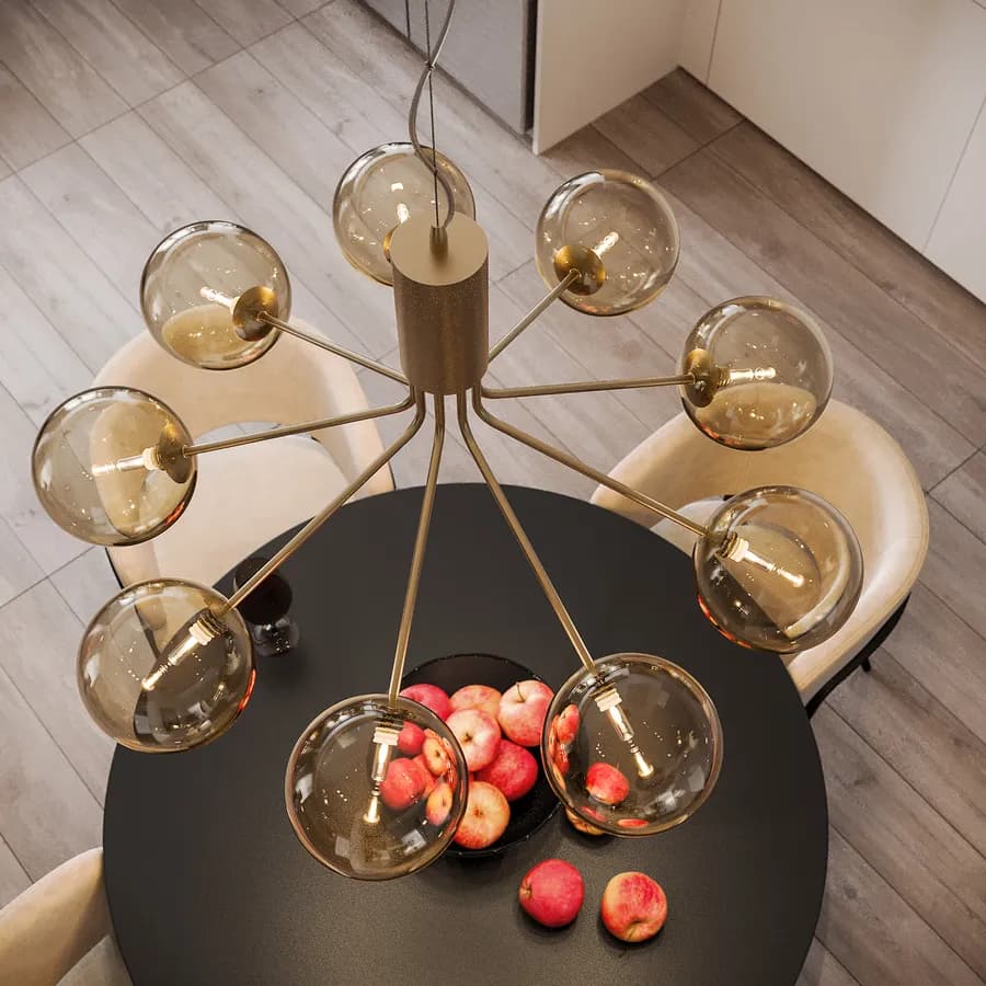 Lampada sospesa da interno 44,4x161h cm in vetro soffiato champagne