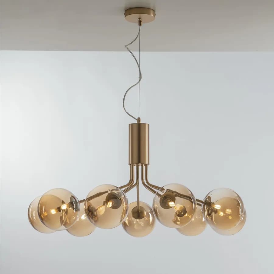 Lampada sospesa da interno 44,4x161h cm in vetro soffiato champagne