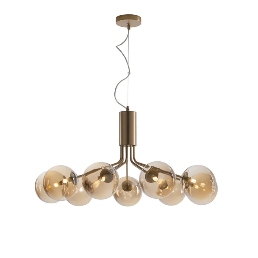 Lampada sospesa da interno 44,4x161h cm in vetro soffiato champagne
