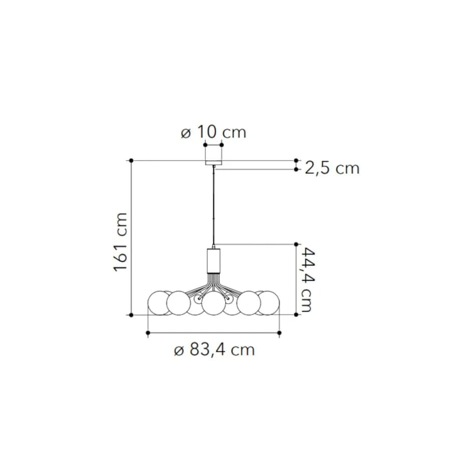 Lampada sospesa da interno 44,4x161h cm in vetro soffiato champagne