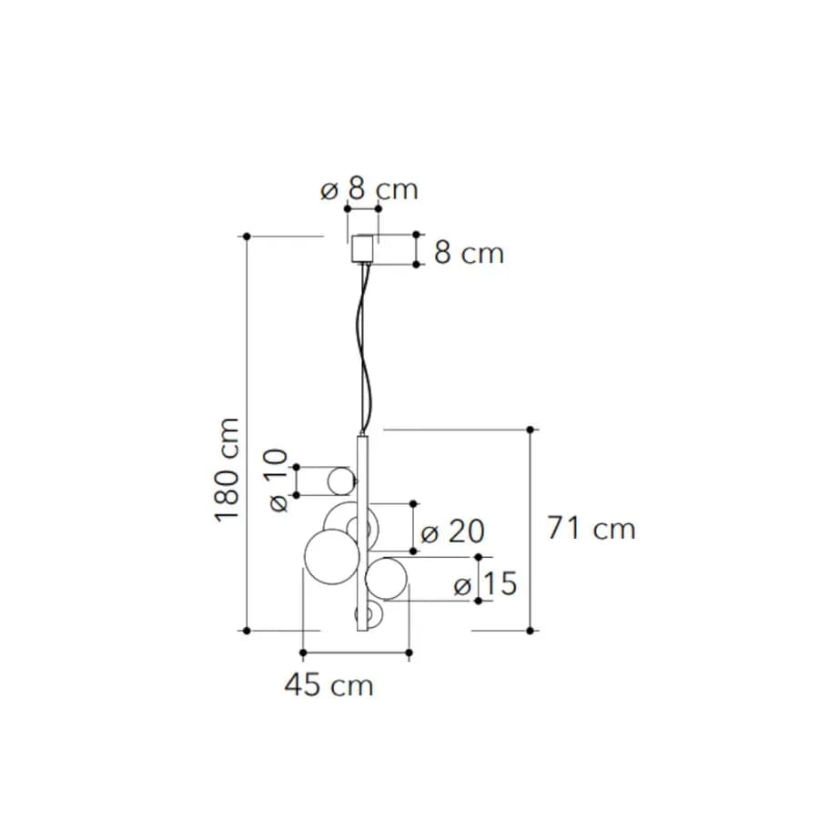 Lampada a sospensione da interno 45x180h cm oro rosa in vetro soffiato bianco