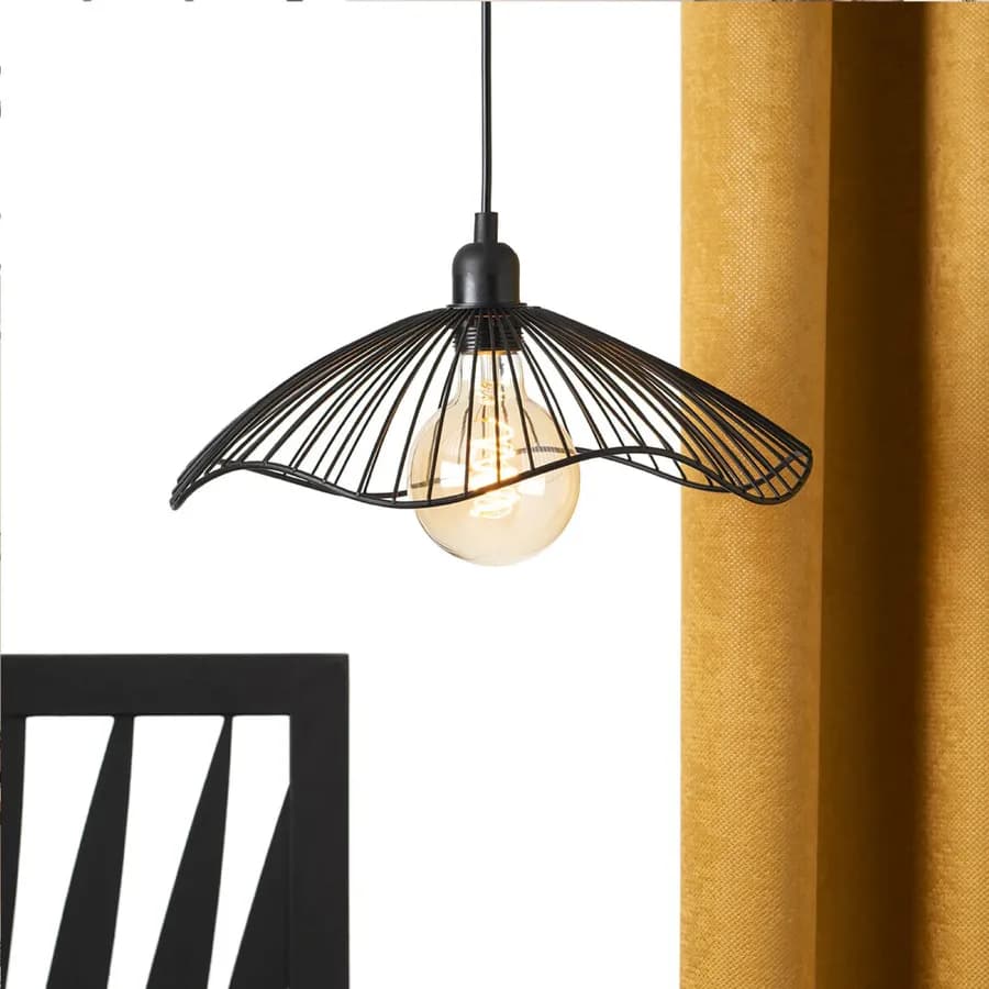 Lampada sospesa rotonda 34 cm metallo nero