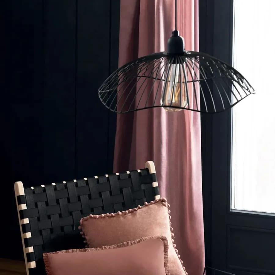 Lampada sospesa rotonda 34 cm metallo nero