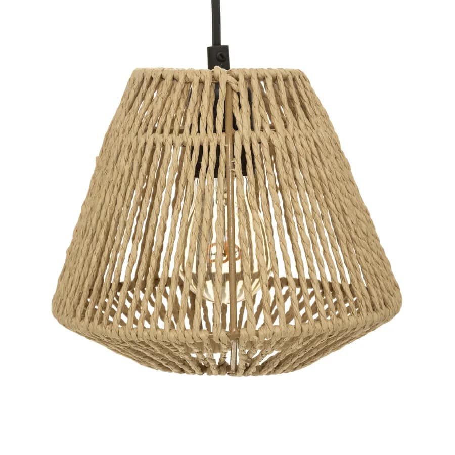 Lampada sospesa h 95 cm intreccio in corda naturale con 3 punti luce - Margot