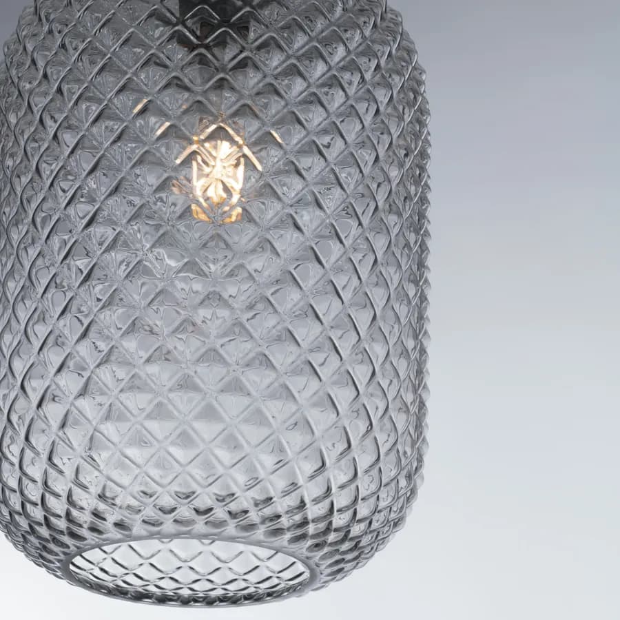 Lampada a sospensione per interno 20x150h cm in vetro sfaccettato fumè