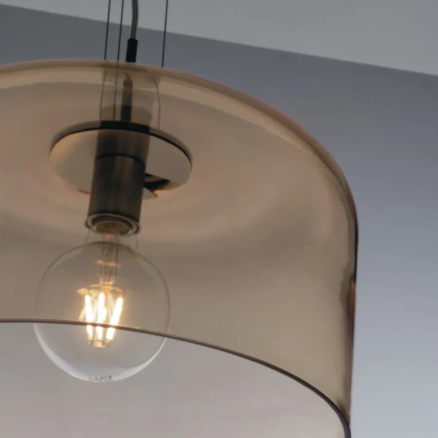 Lampada a sospensione per interno 35x150h cm in vetro ambra lucido