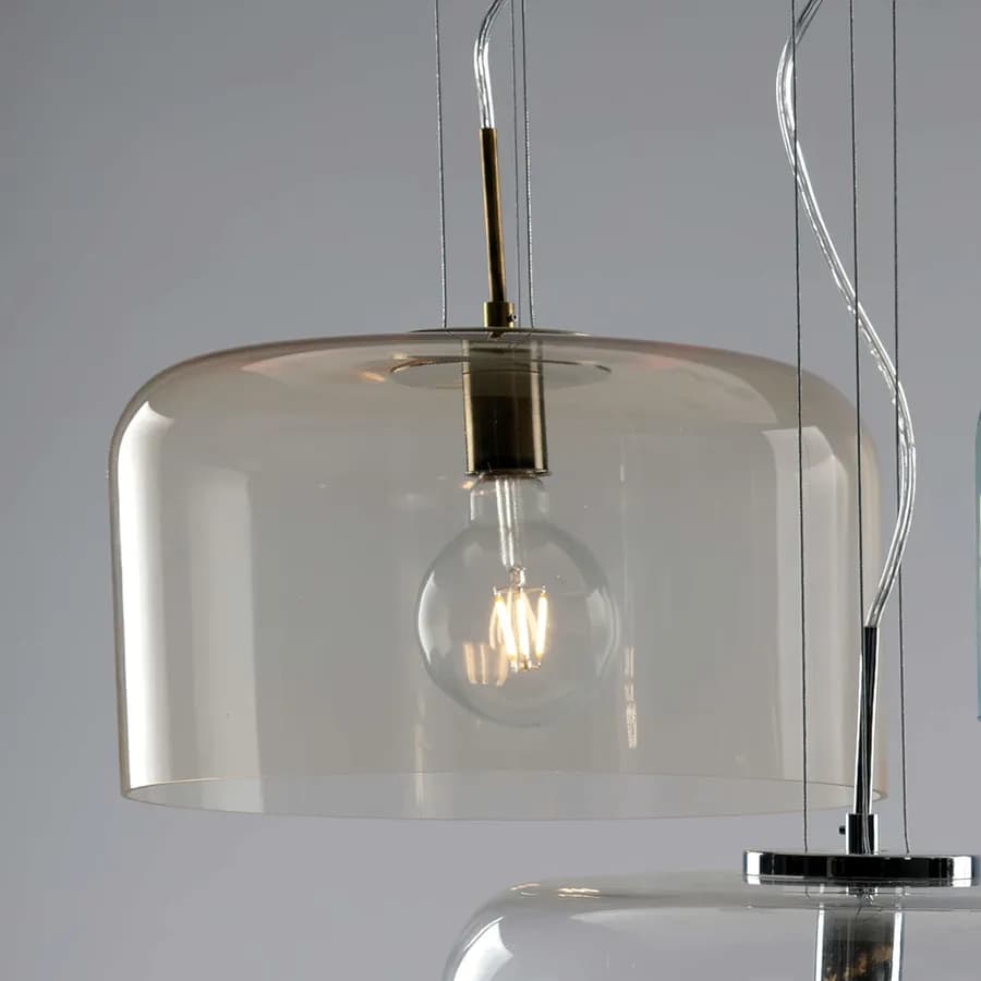 Lampada a sospensione per interno 35x150h cm in vetro ambra lucido