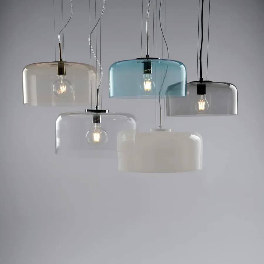 Lampada a sospensione per interno 35x150h cm in vetro ambra lucido