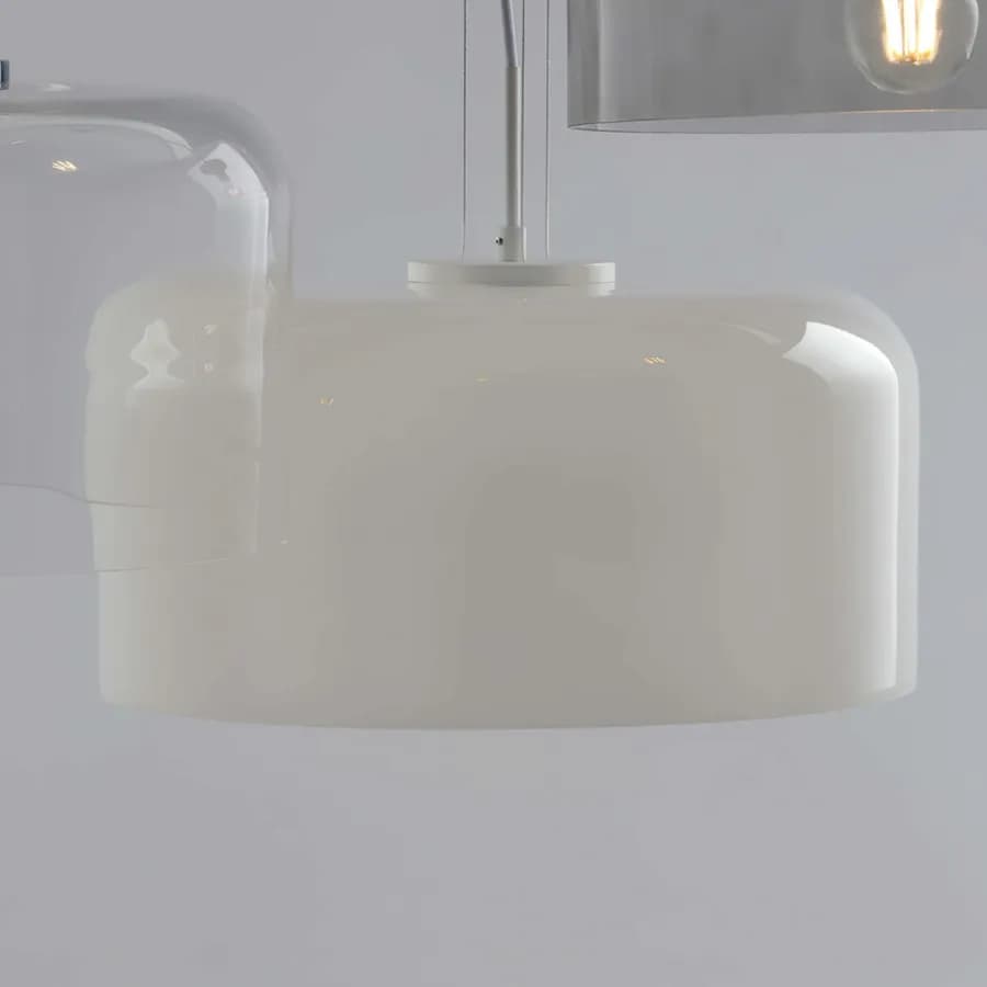 Lampada a sospensione per interno 35x150h cm in vetro bianco lucido