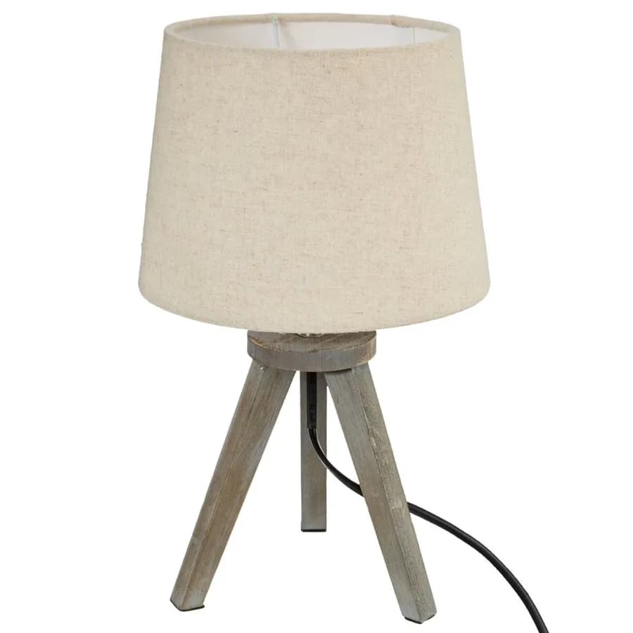 Lampada con treppiede 31 h cm in legno spazzolato e paralume beige - Dorick