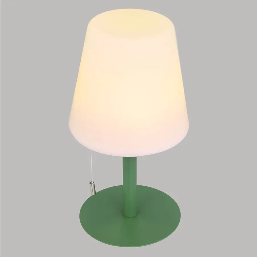 Lampada da esterno dimmerabile in acciaio verde con paralume in polipropilene bianco - Glame