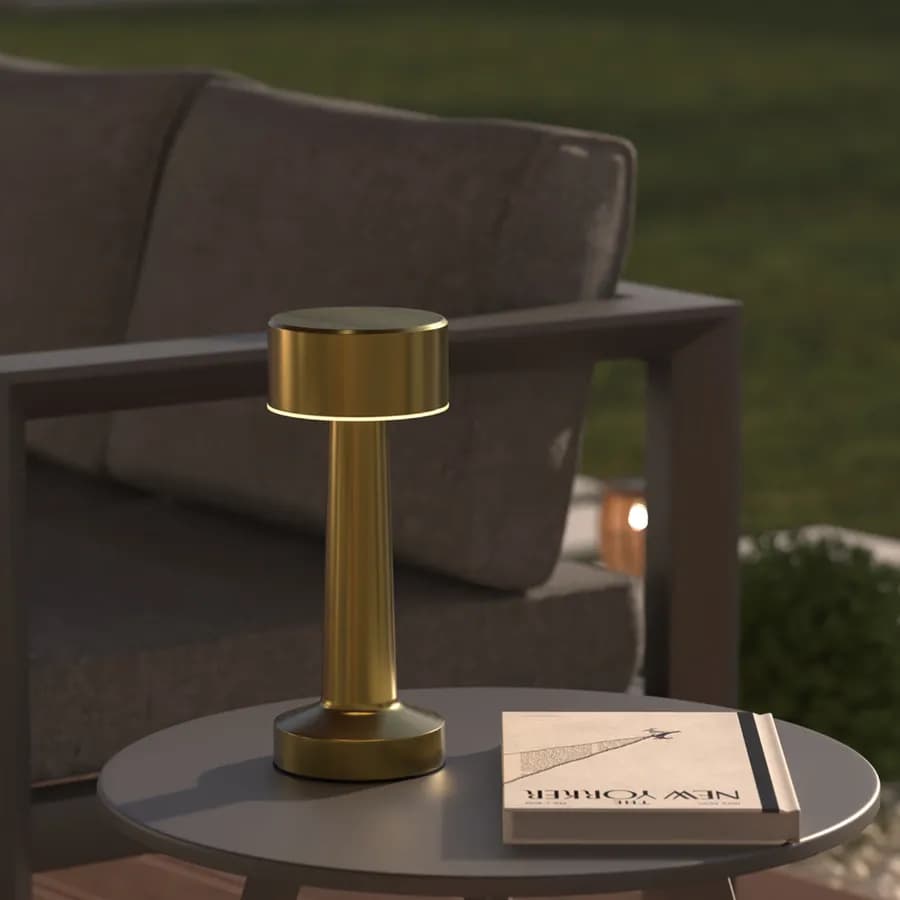 Lampada da esterno ricaricabile 21 h cm in acciaio oro - Goldy