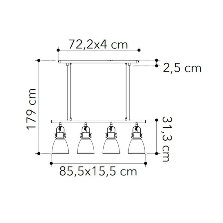 Lampada da soffitto 179h cm in metallo marrone