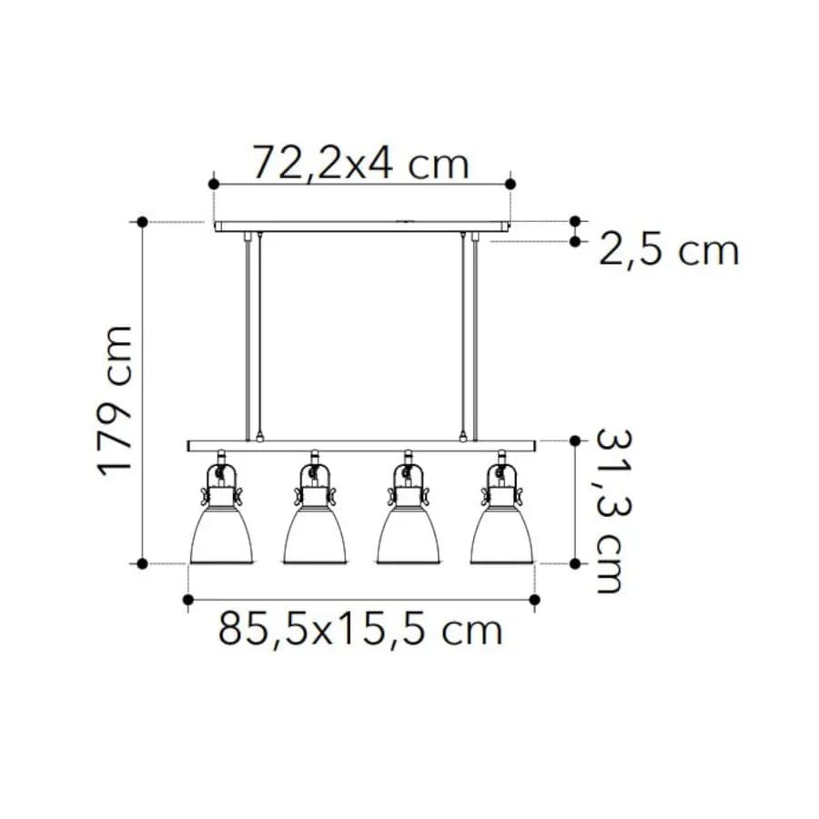 Lampada da soffitto 179h cm in metallo marrone