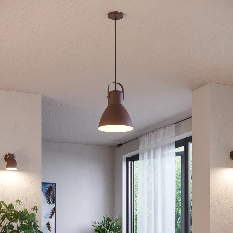 Lampada da soffitto 184h cm in metallo marrone