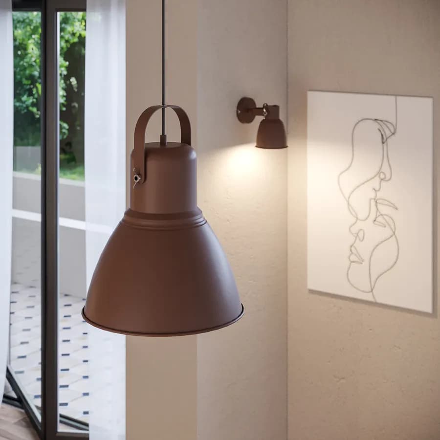 Lampada da soffitto 184h cm in metallo marrone