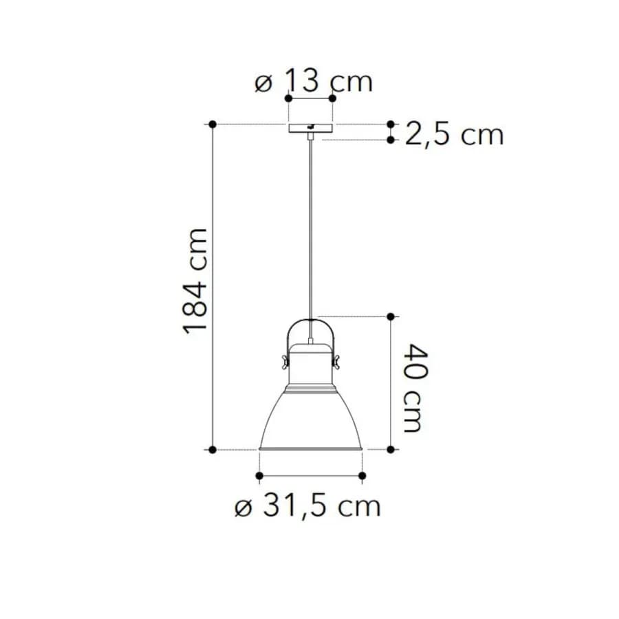 Lampada da soffitto 184h cm in metallo marrone