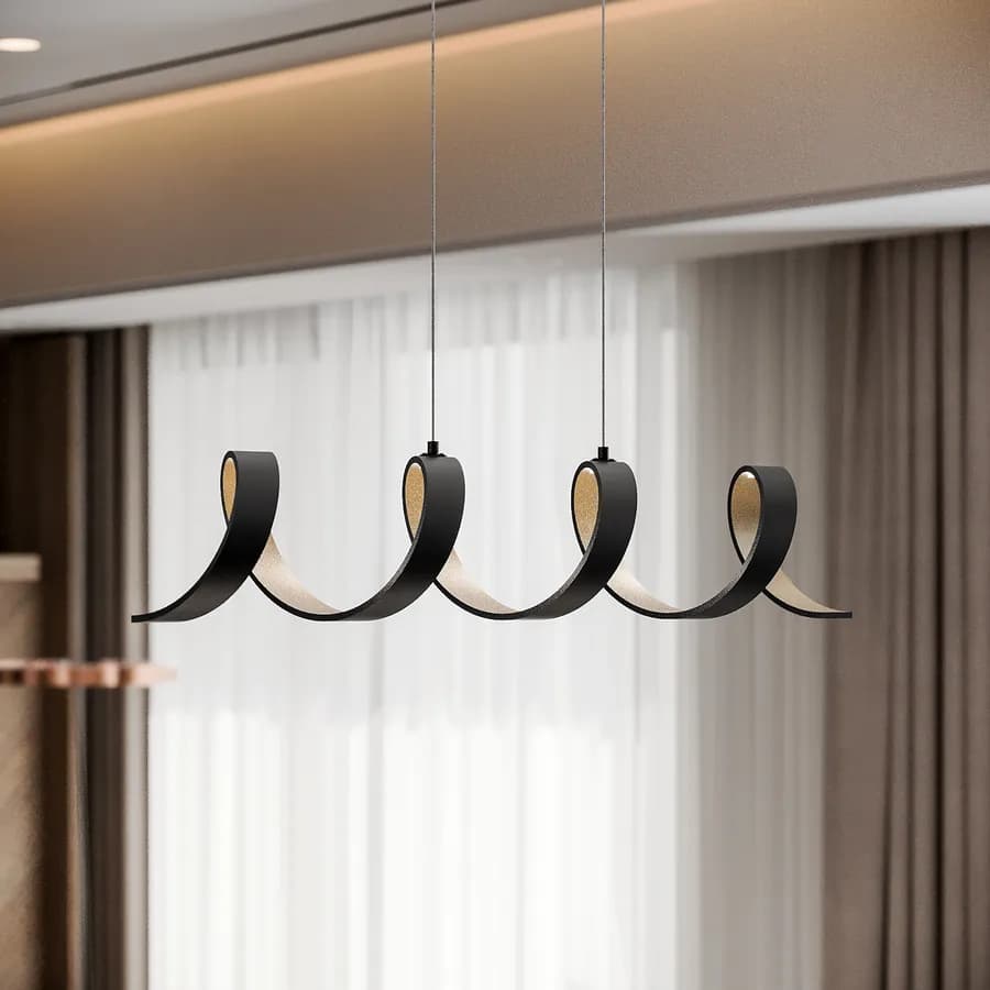 Lampada da soffitto a luce naturale 80 cm in alluminio nero goffrato e interno oro