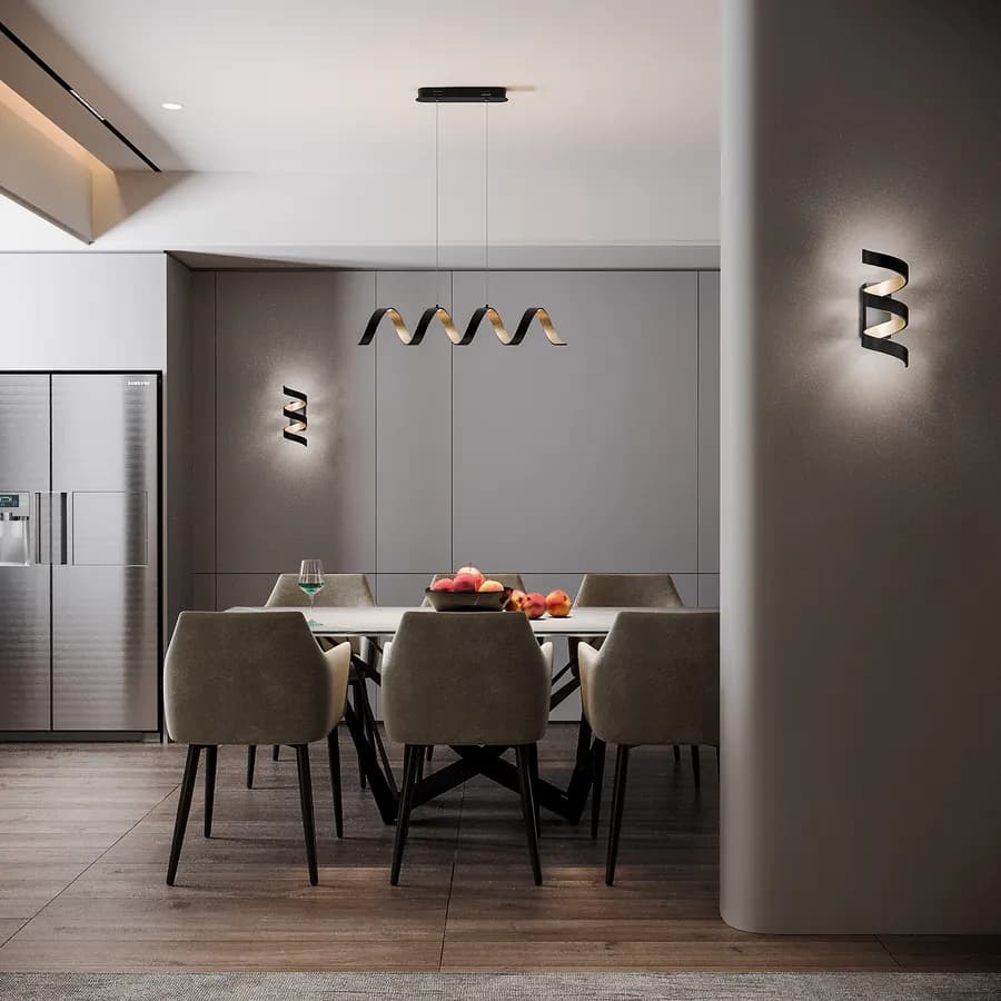 Lampada da soffitto a luce naturale 80 cm in alluminio nero goffrato e interno oro