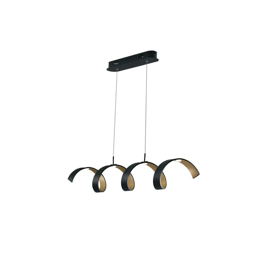 Lampada da soffitto a luce naturale 80 cm in alluminio nero goffrato e interno oro