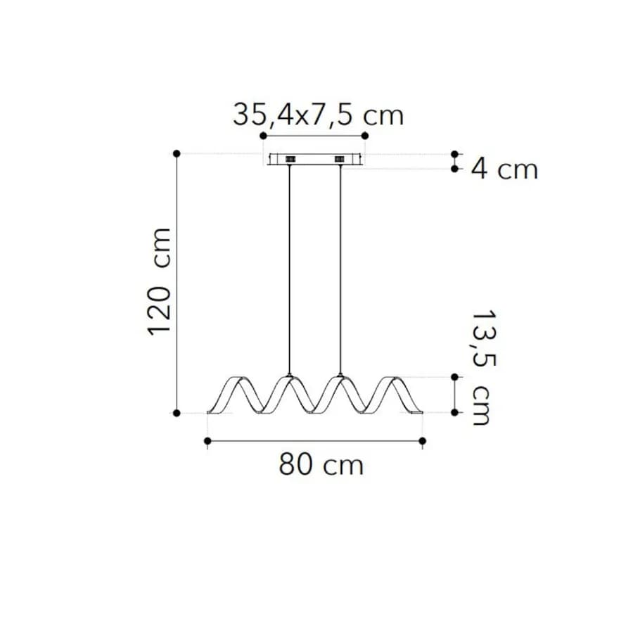Lampada da soffitto a luce naturale 80 cm in alluminio nero goffrato e interno oro