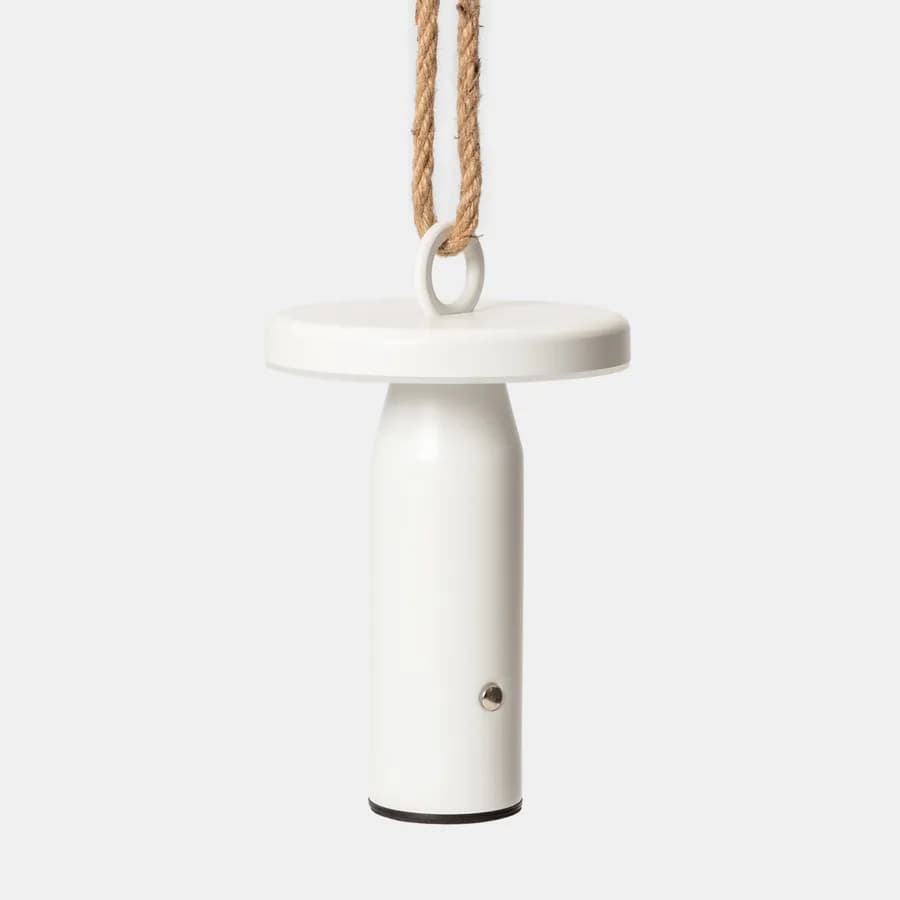 Lanterna da tavolo o sospensione 14x23h cm touch in alluminio bianco con corda - Mash