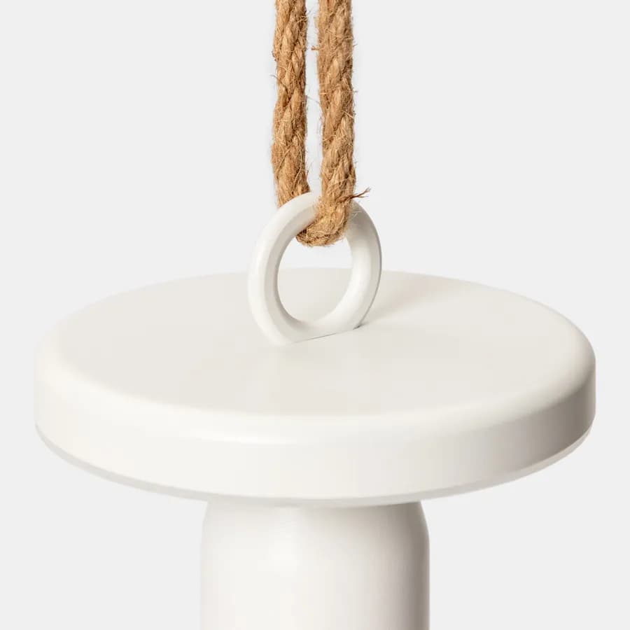 Lanterna da tavolo o sospensione 14x23h cm touch in alluminio bianco con corda - Mash