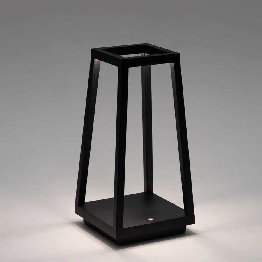 Lanterna da tavolo 14x28h cm touch in alluminio nero - Tyago
