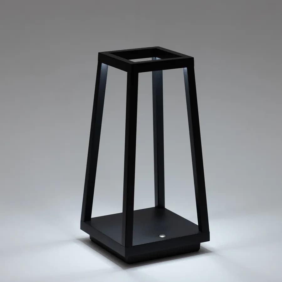 Lanterna da tavolo 14x28h cm touch in alluminio nero - Tyago