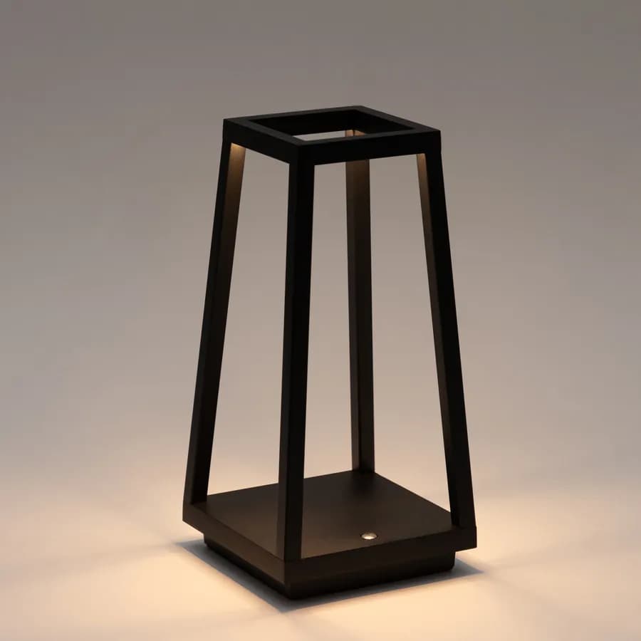 Lanterna da tavolo 14x28h cm touch in alluminio nero - Tyago