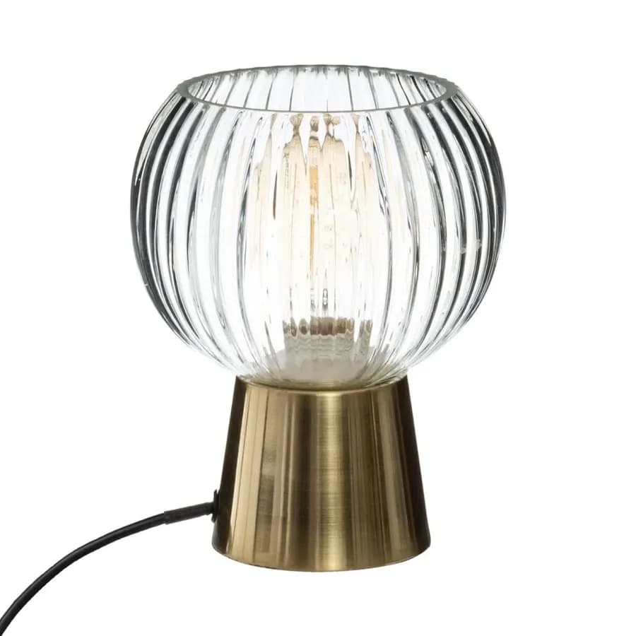 Lampada da tavolo 20h cm in metallo oro satinato e vetro - Amilia