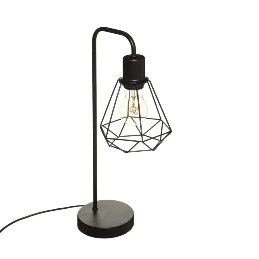 Lampada da tavolo 46h cm a diamante metallo nero - Uriel