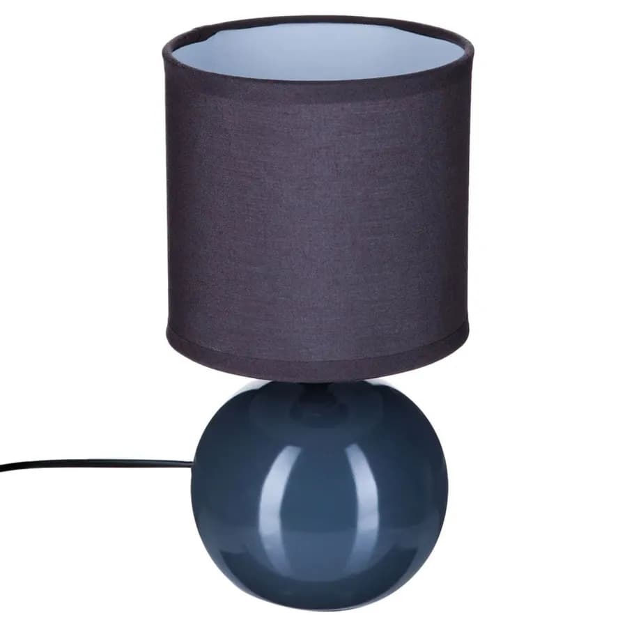 Lampada da tavolo 25h cm in ceramica e paralume in cotone blu - Cleopatra