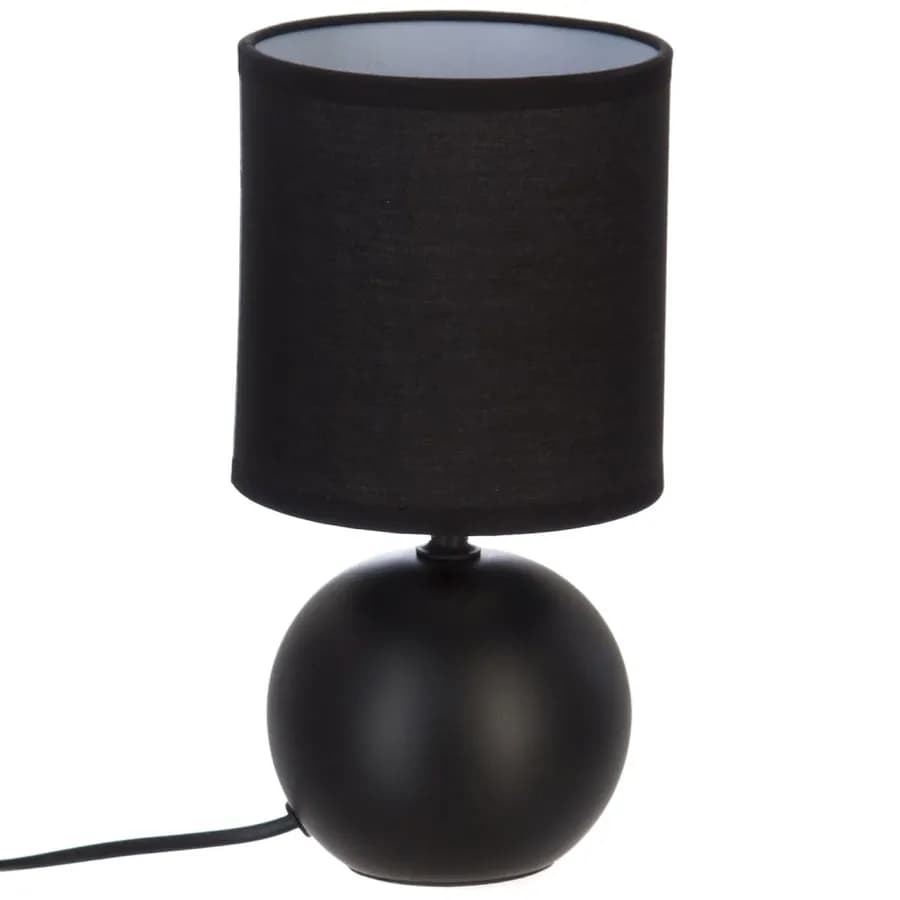 Lampada da tavolo 25h cm in ceramica e paralume in cotone nero opaco - Cleopatra