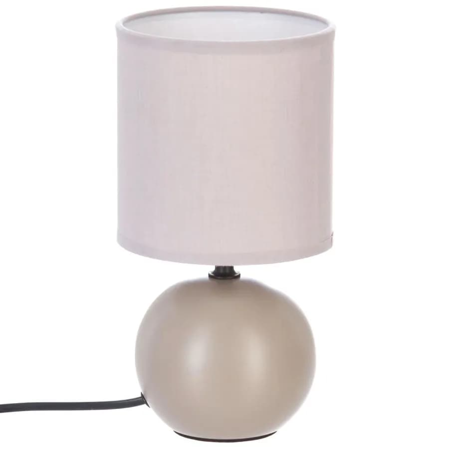 Lampada da tavolo 25h cm in ceramica e paralume in cotone tortora opaco - Cleopatra