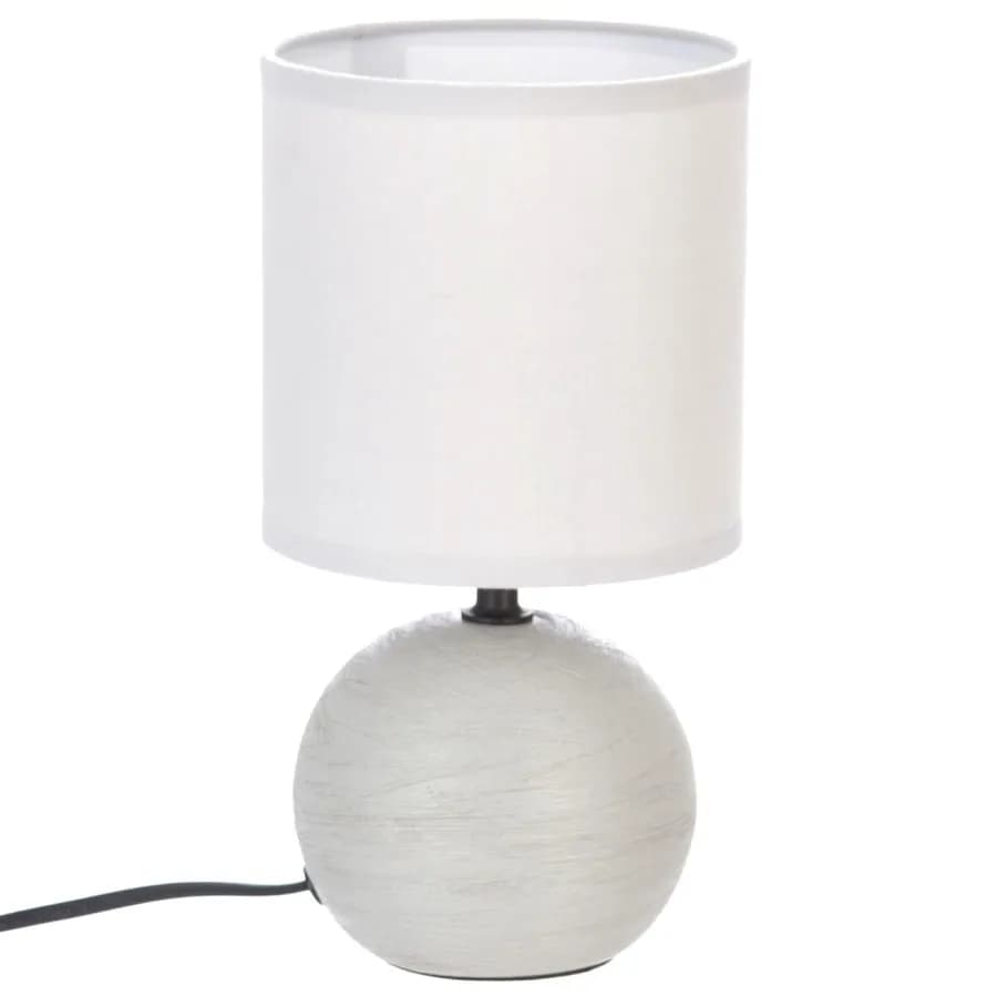 Lampada da tavolo 25h cm in ceramica in rilievo e paralume in cotone grigio - Cleopatra