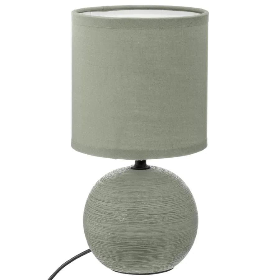 Lampada da tavolo 25h cm in ceramica in rilievo e paralume in cotone verde - Cleopatra
