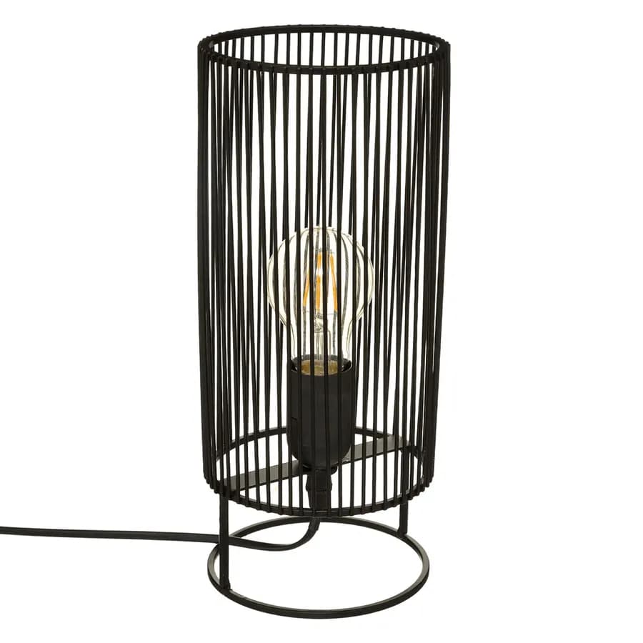 Lampada da tavolo 30h cm a cilindro in metallo nero