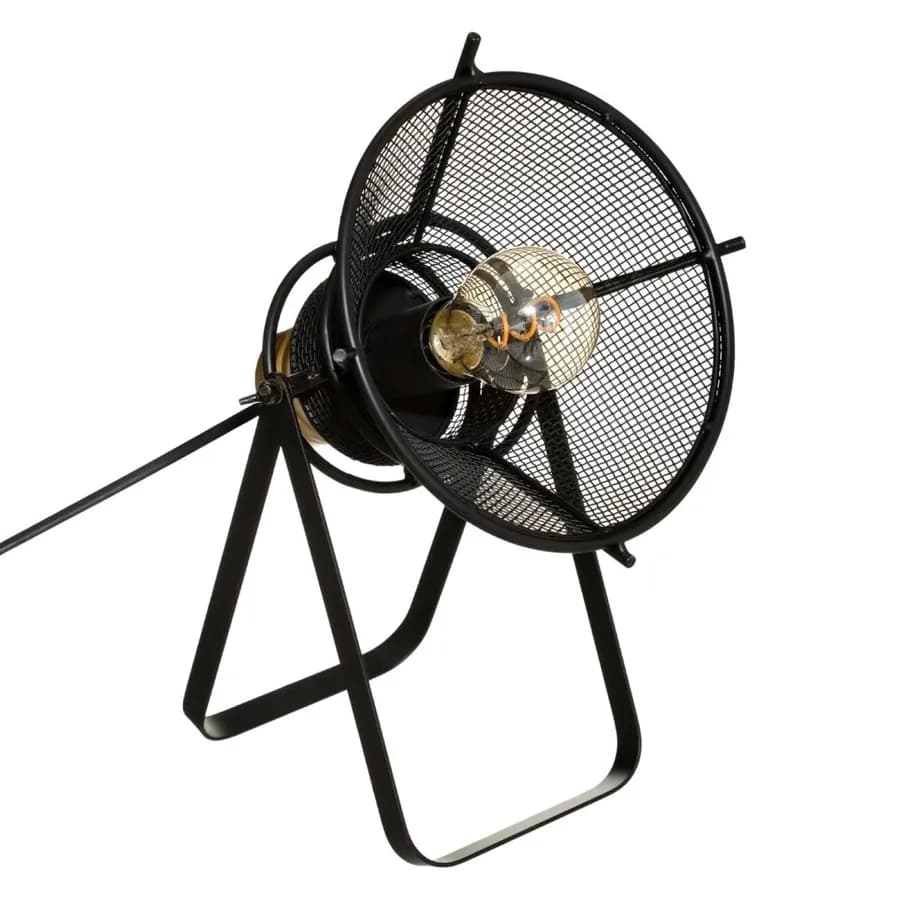 Lampada da tavolo 31h cm in metallo nero e dettaglio oro
