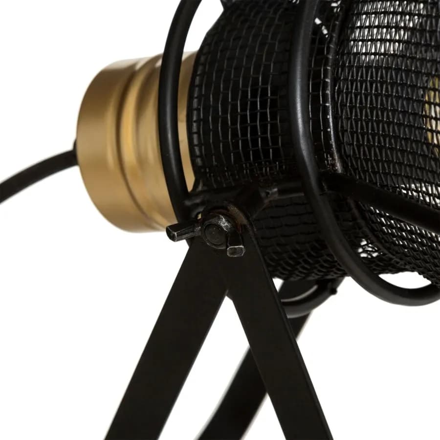 Lampada da tavolo 31h cm in metallo nero e dettaglio oro