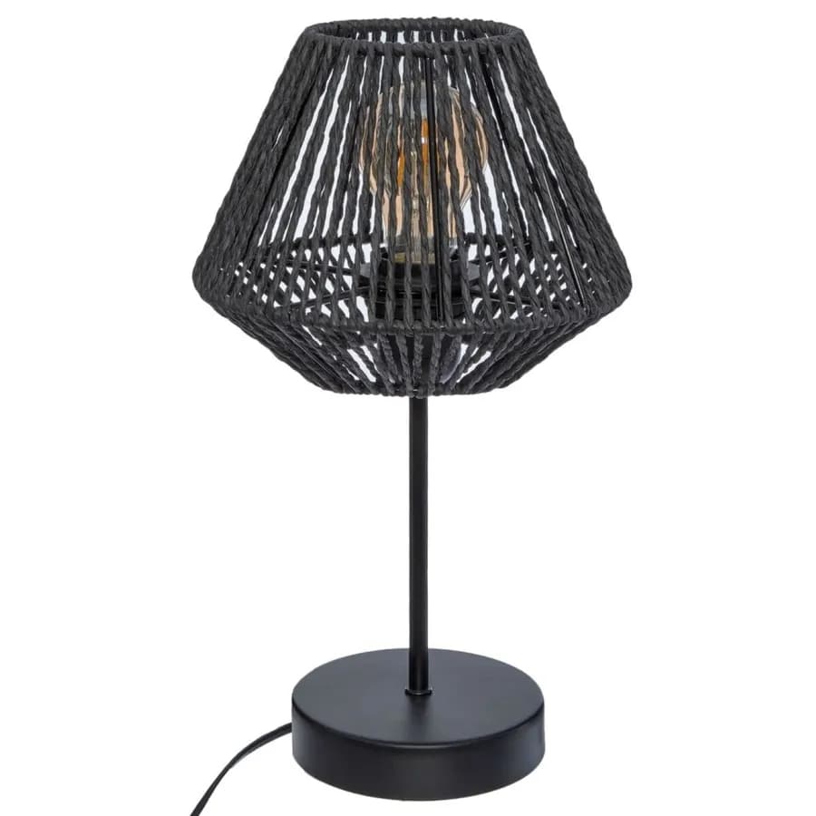 Lampada da tavolo 34h cm in metallo ed intreccio in corda nero - Margot