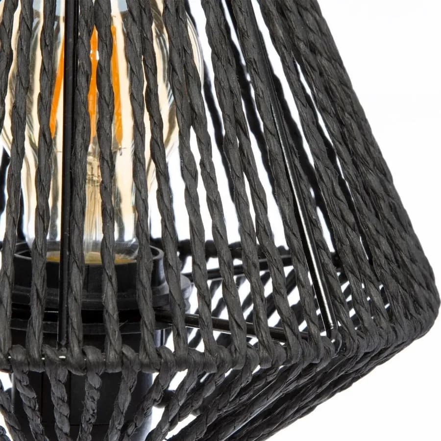 Lampada da tavolo 34h cm in metallo ed intreccio in corda nero - Margot