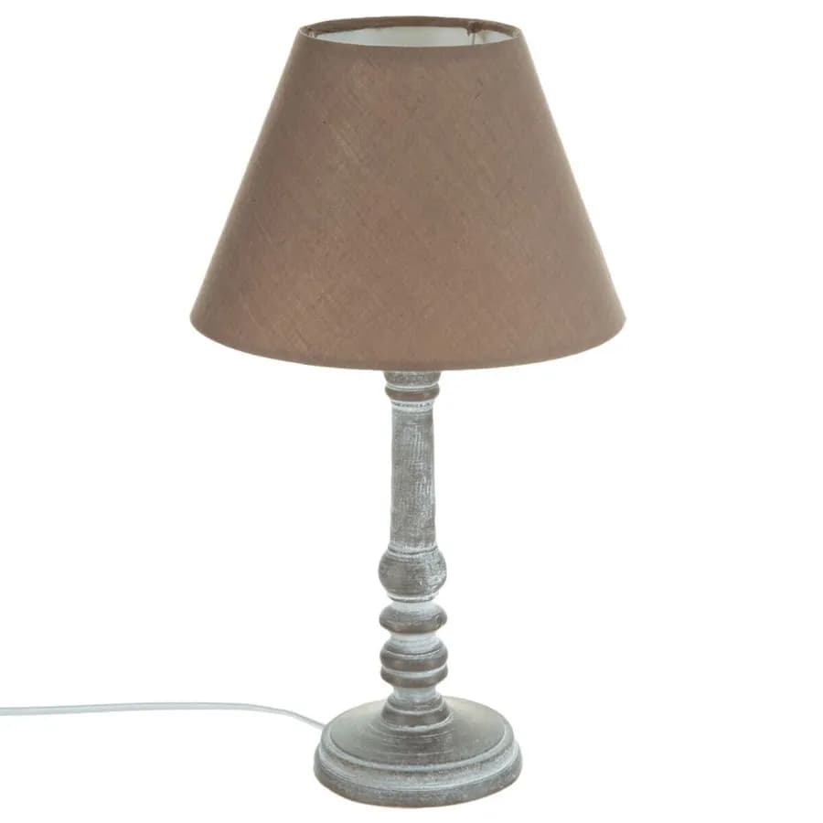 Lampada da tavolo 36 h cm con paralume in cotone e struttura grigio anticato