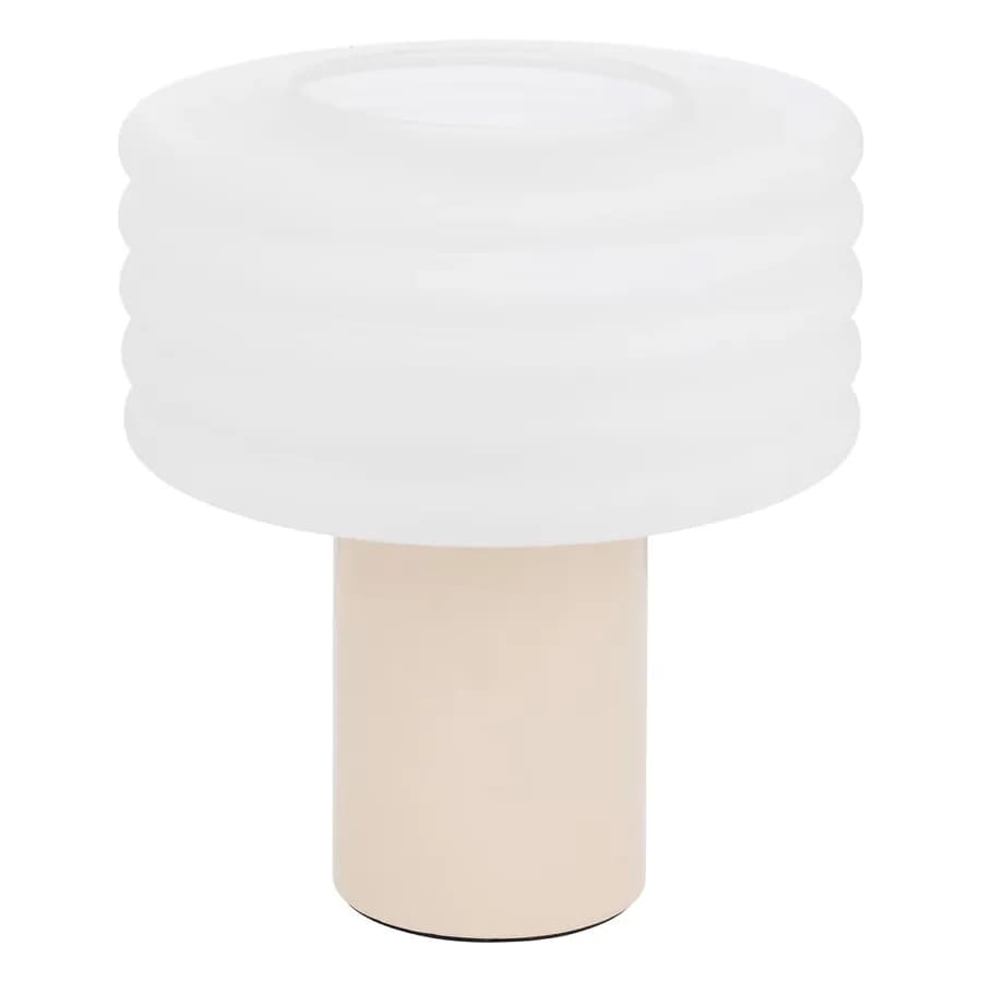 Lampada da tavolo 36h cm in gres porcellanato bianco e vetro - Cedric