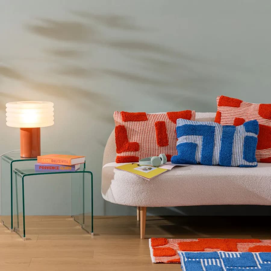 Lampada da tavolo 36h cm in gres porcellanato rosa e vetro - Cedric