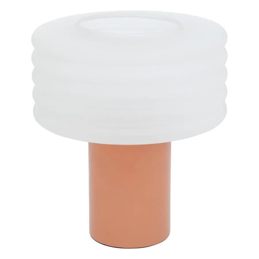 Lampada da tavolo 36h cm in gres porcellanato rosa e vetro - Cedric