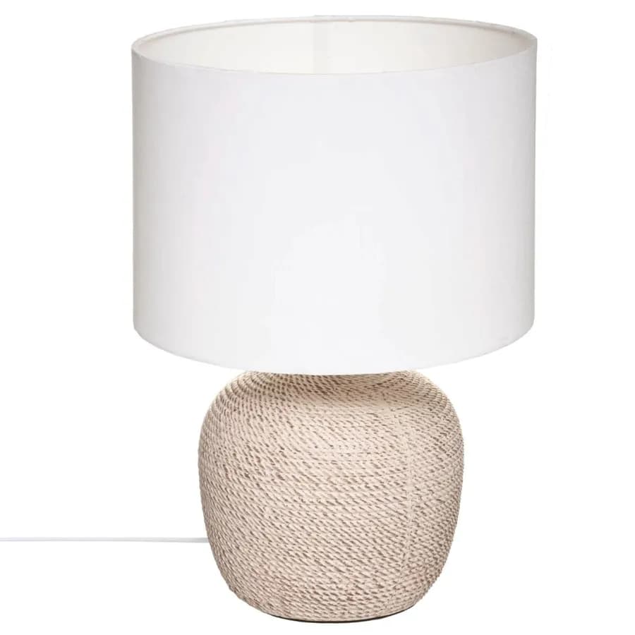 Lampada da tavolo 40h cm in ceramica decorata beige