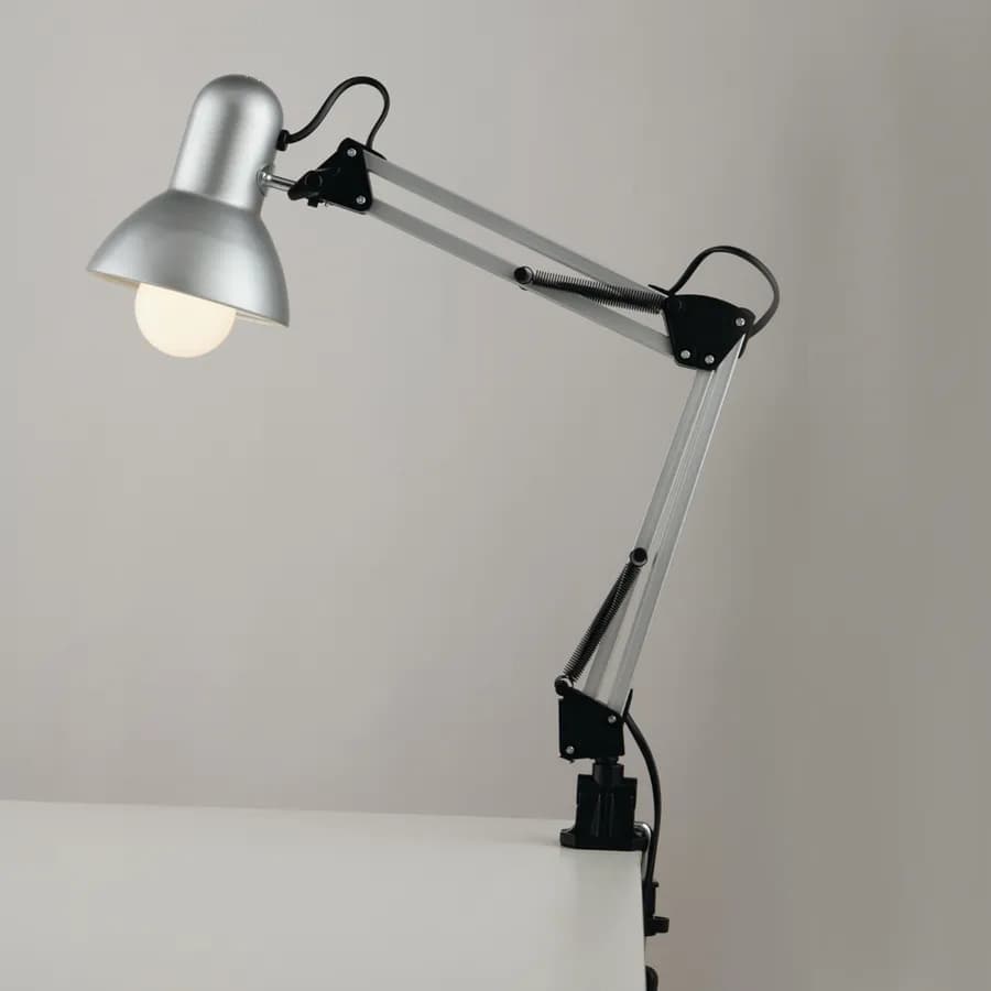 Lampada da tavolo 42x60 cm con diffusore orientabile in metallo silver