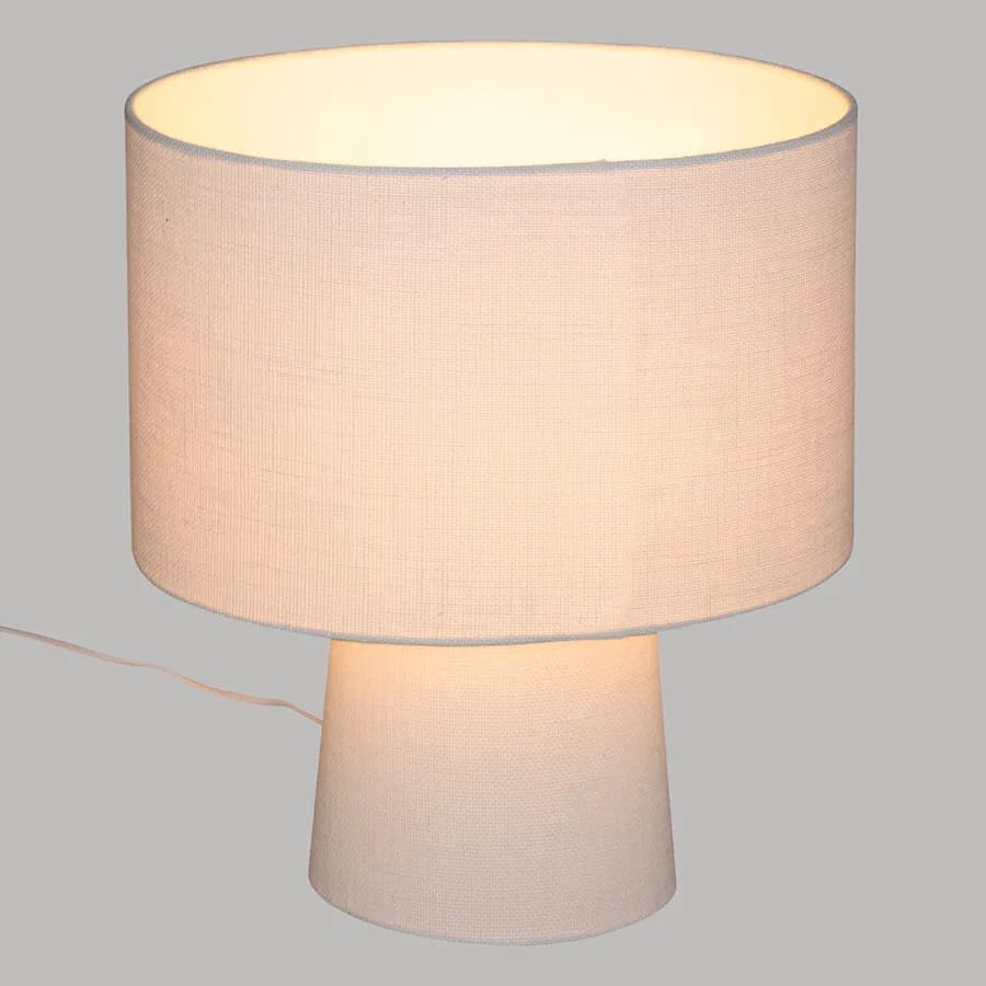 Lampada da tavolo 45h cm in tessuto bianco e metallo