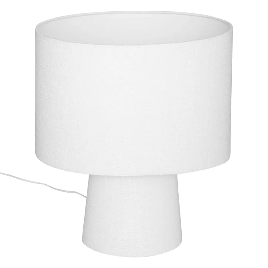 Lampada da tavolo 45h cm in tessuto bianco e metallo